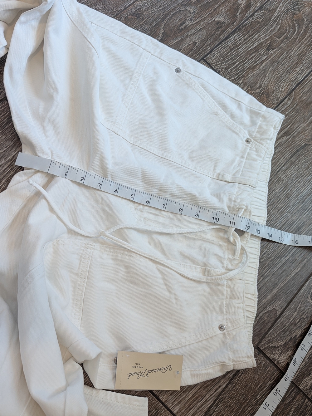 NWT White Pull On Utility Jeans Size 12 Universal Thread Quiet Luxury Coastal - Picture 8 of 10